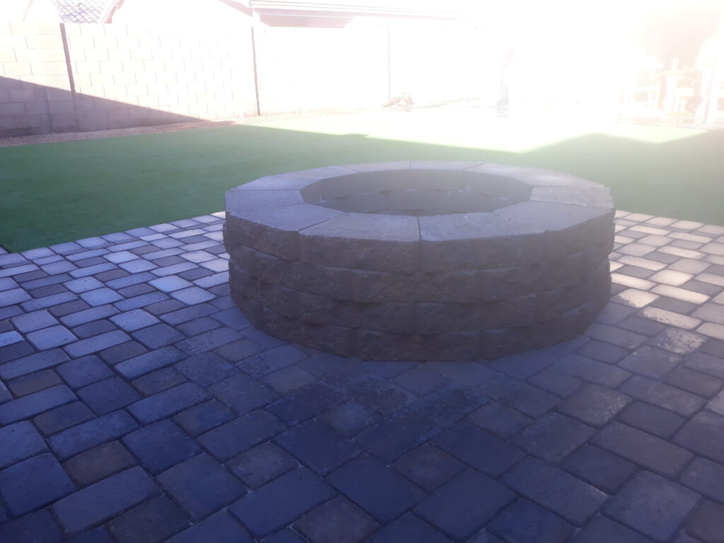 circle fire pit made out of large pavers