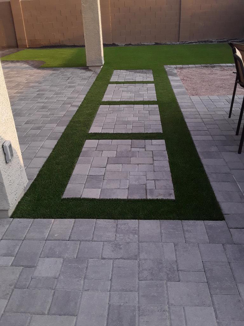 Catalina rio paver steps installed with synthetic turf