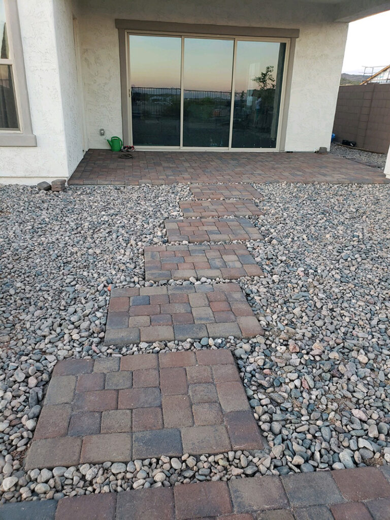 Phoenix Pavers installed on patio with stone steps