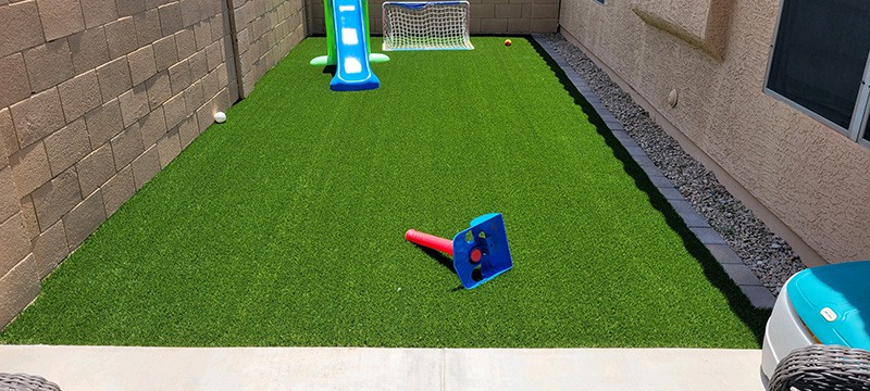 kid playground with artificial grass