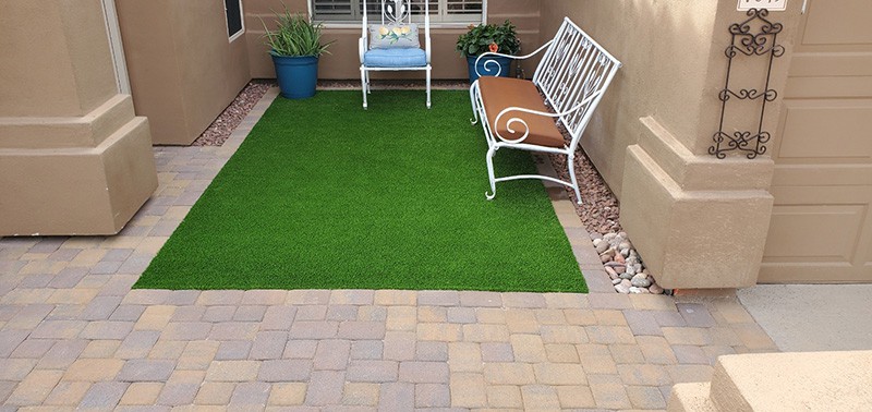 small area of artificial grass
